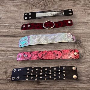 Rock Goddess Snap Bracelet Bundle | Animal Print, Snakeskin & Studs | EUC